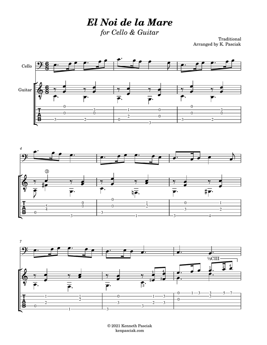 El Noi de la Mare (for Cello and Guitar) String Duet scores gallery preview page 3
