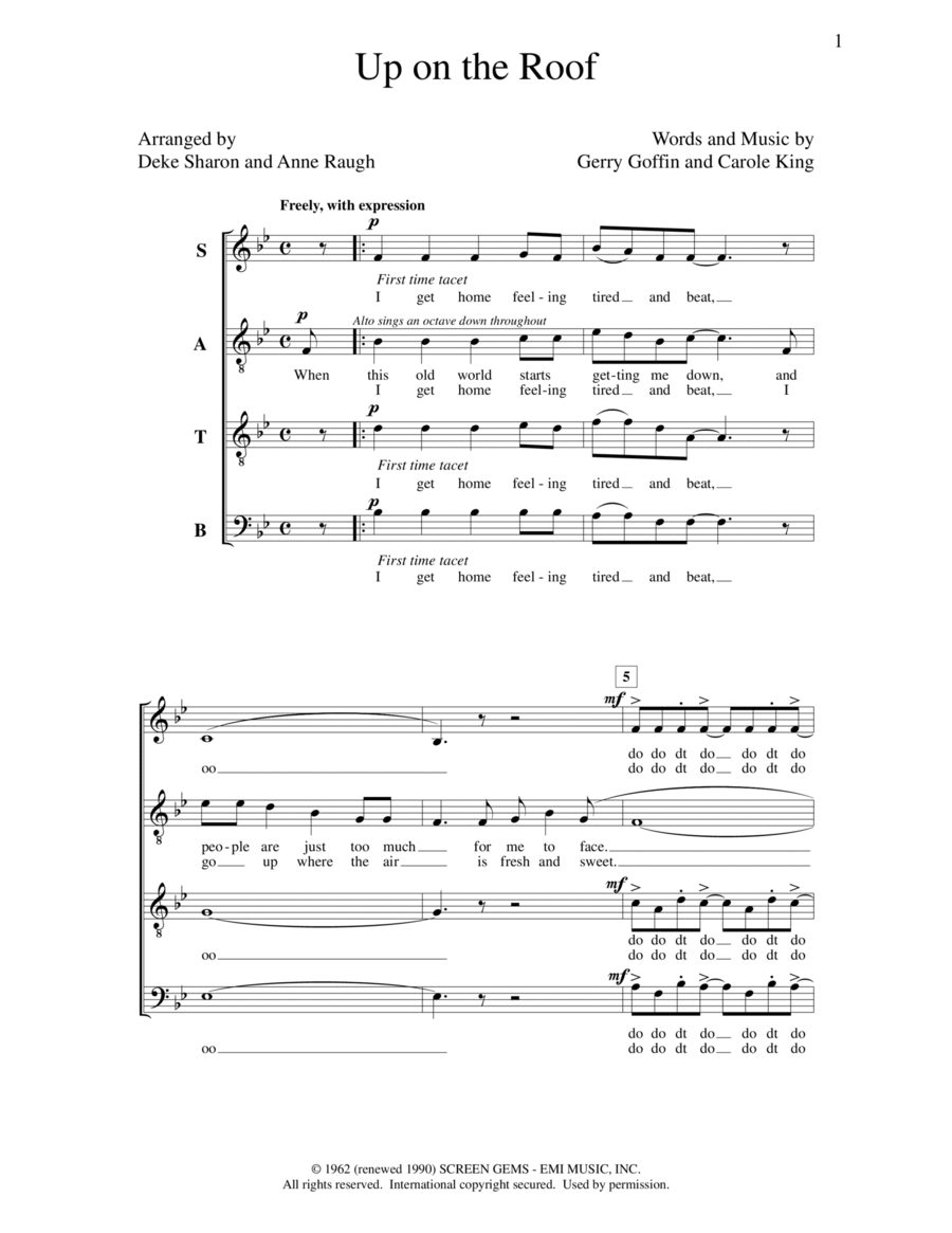 Up On the Roof 4-Part scores gallery preview page 1