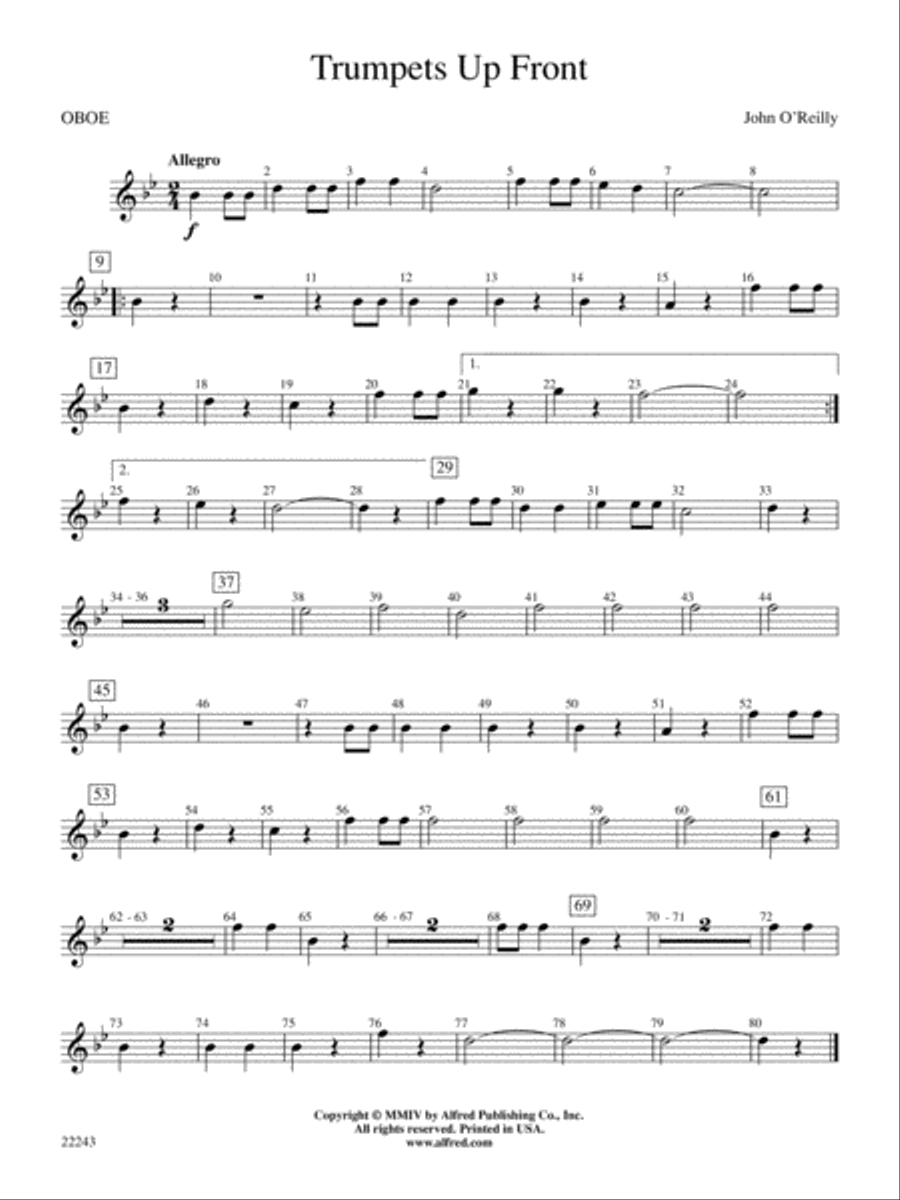Trumpets Up Front: Oboe Concert Band scores gallery preview page 1