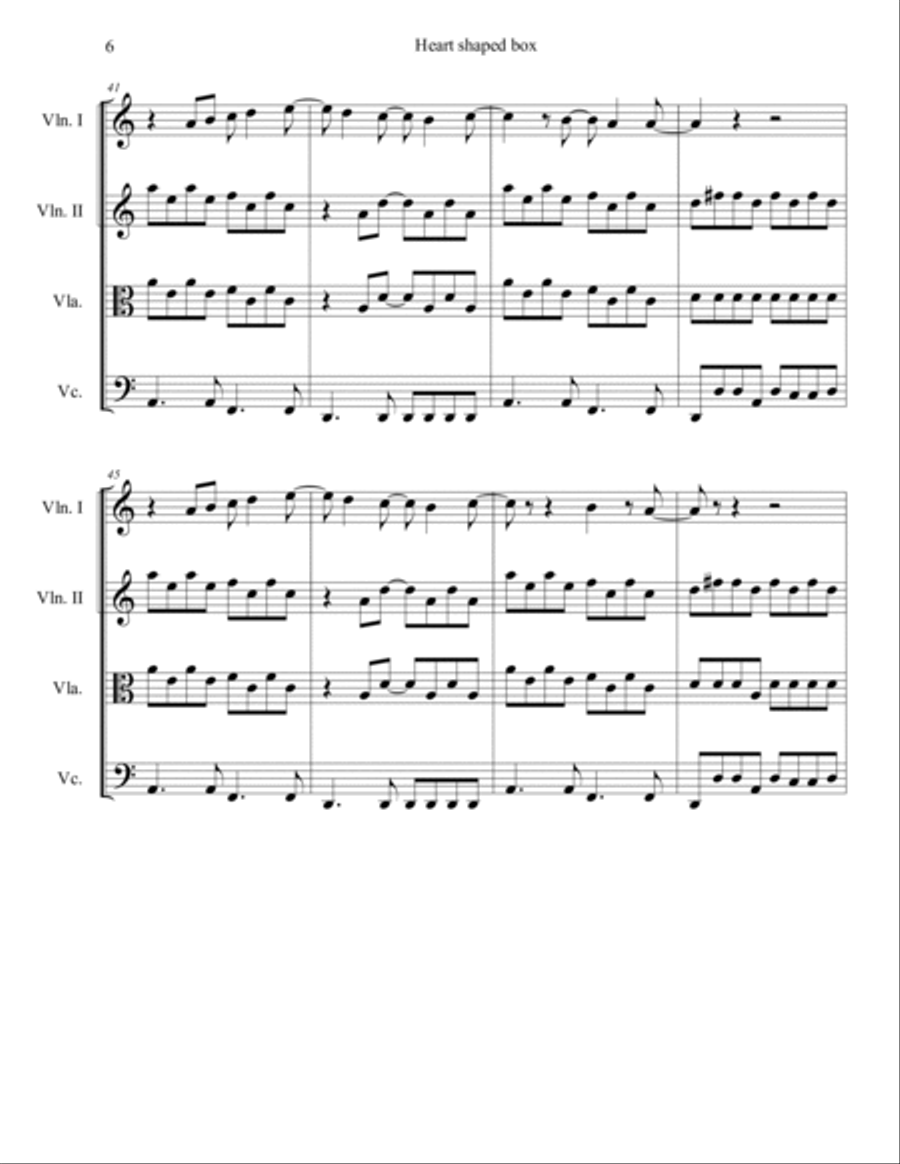 Heart Shaped Box Heart Shaped Box String Quartet scores gallery preview page 6