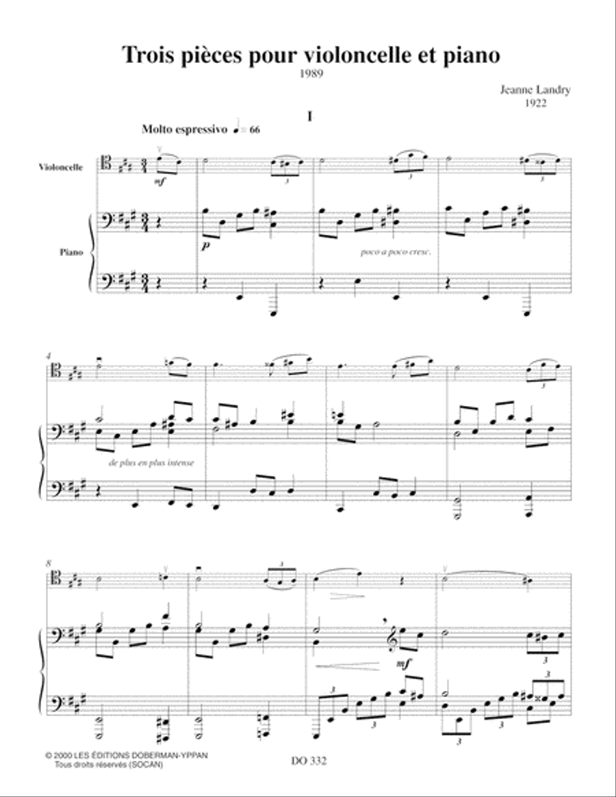 Trois pièces pour violoncelle et piano Piano Accompaniment scores gallery preview page 2