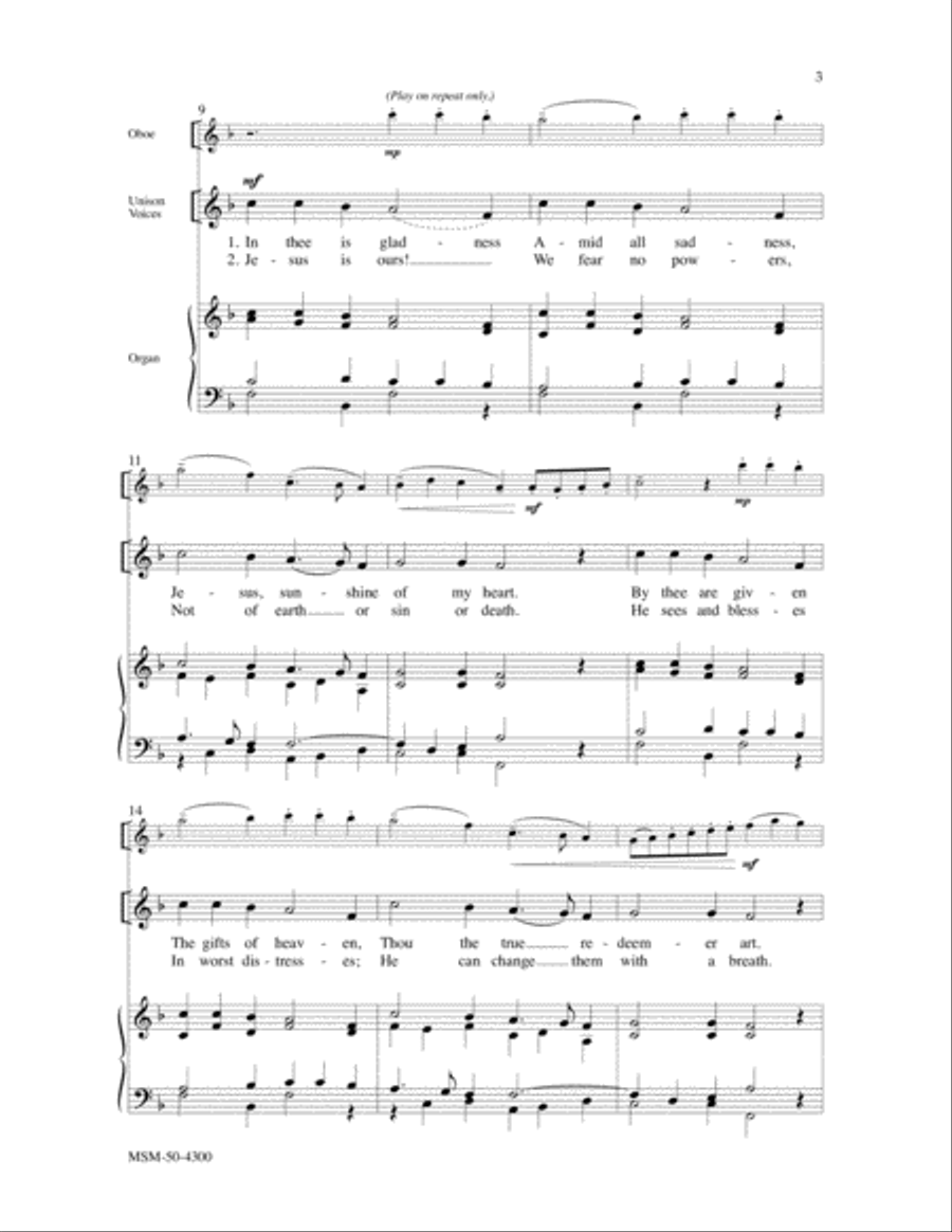 In Thee Is Gladness Unison Choir scores gallery preview page 3
