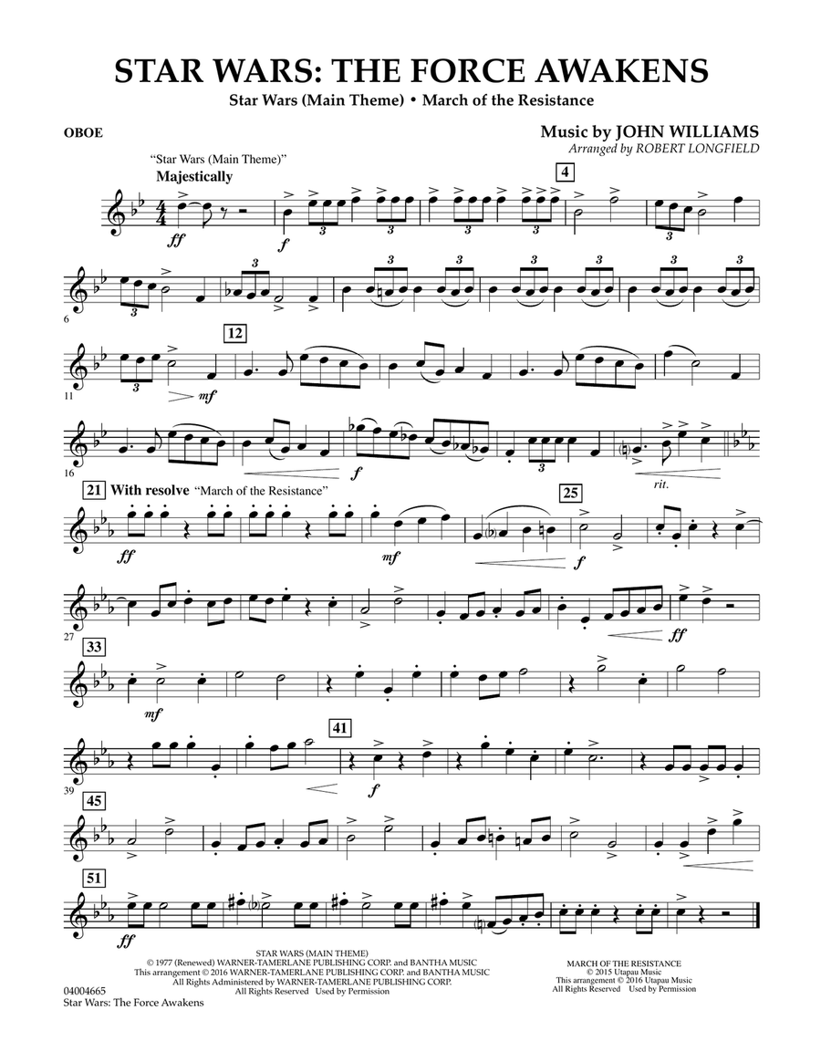Star Wars: The Force Awakens - Oboe Concert Band scores gallery preview page 1