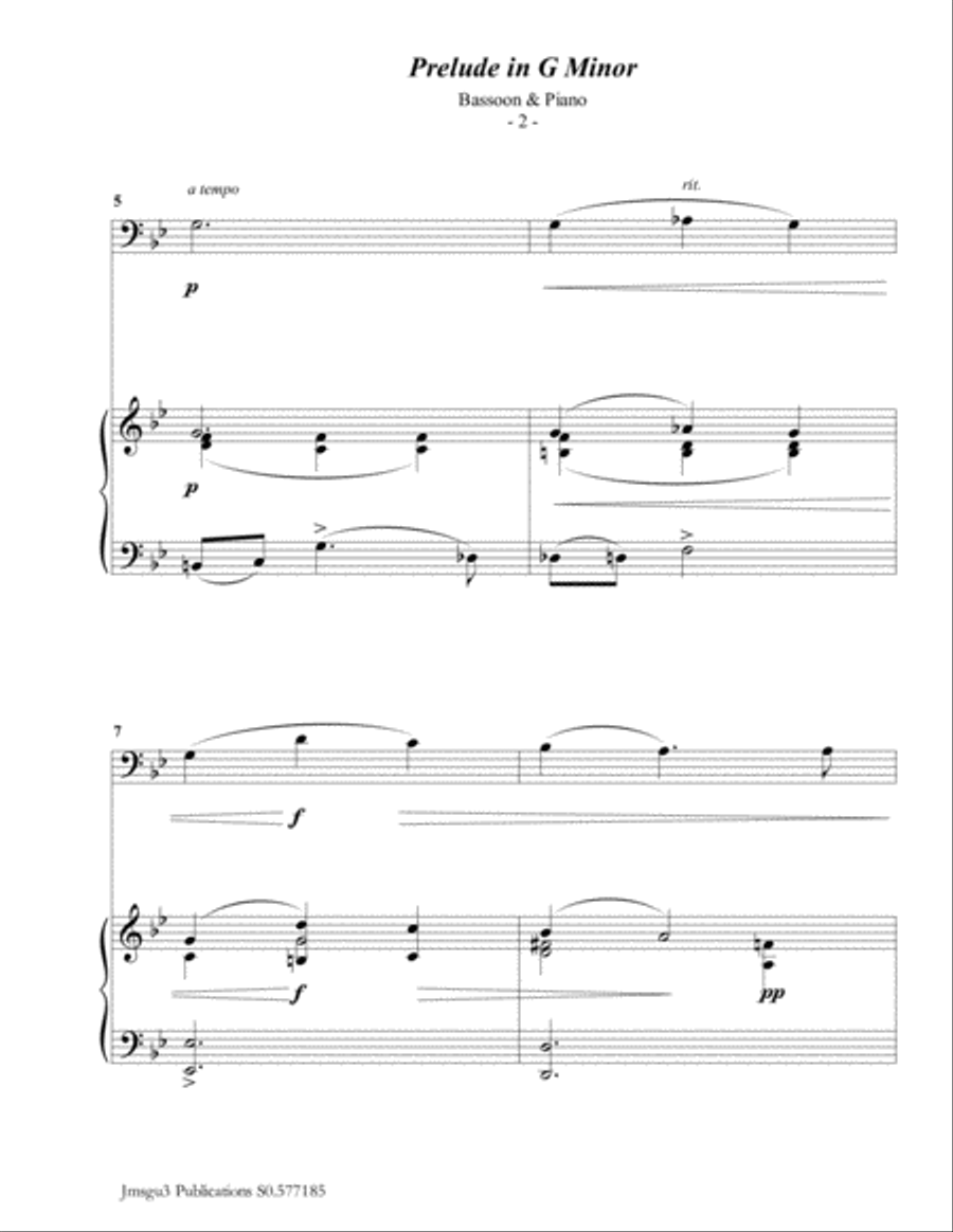 Scriabin: Prelude in G Minor for Bassoon & Piano Scriabin: Prelude in G Minor for Bassoon & Piano Woodwind Duet scores gallery preview page 2