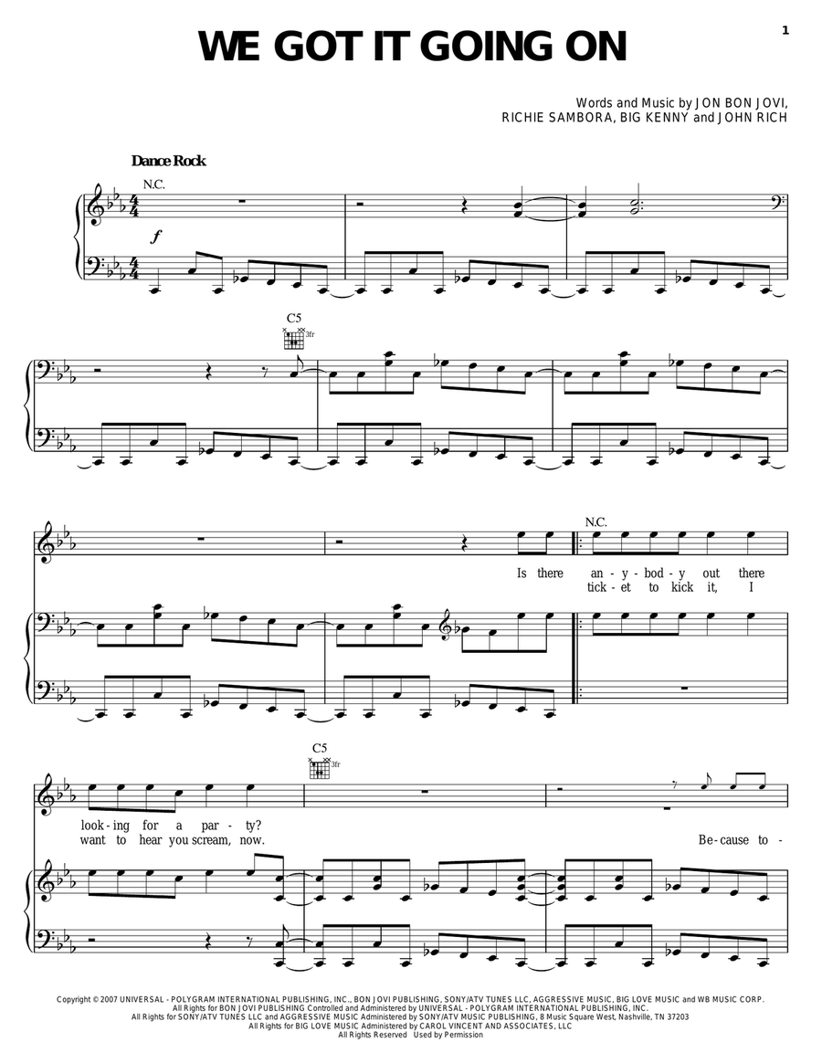 We Got It Going On Piano, Vocal, Guitar scores gallery preview page 1