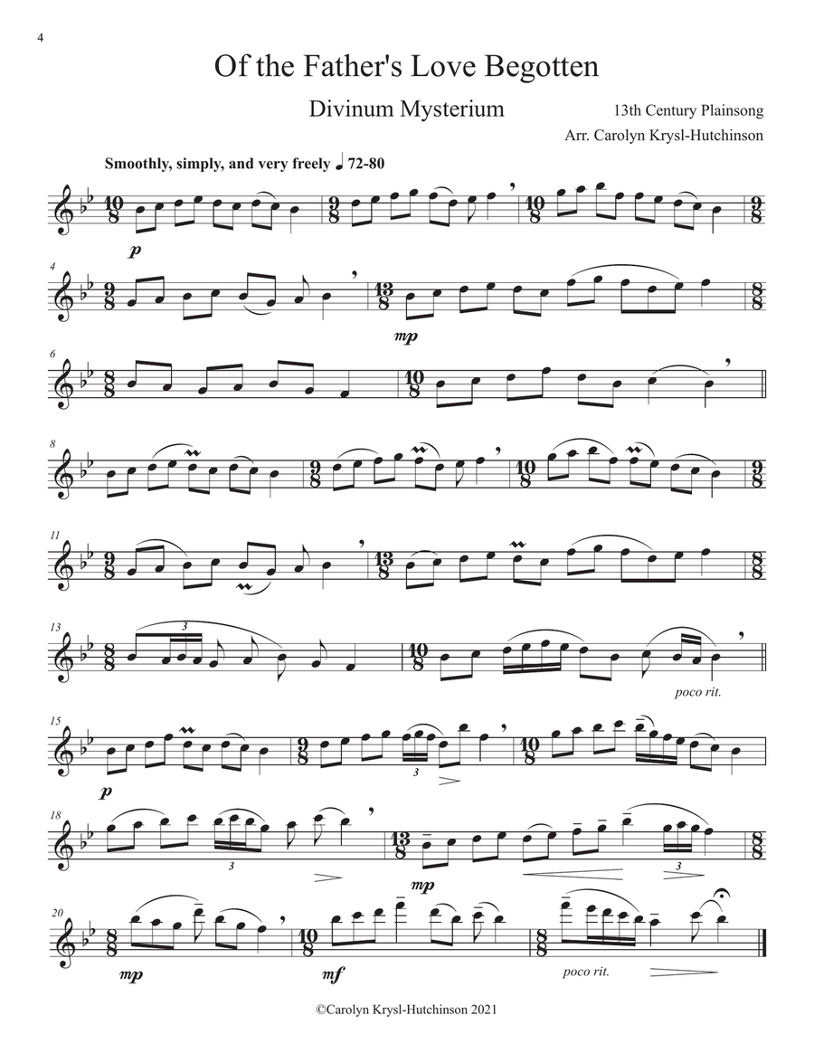 Hymns for Advent and Christmas for Unaccompanied Flute, Volume 1 Flute Solo scores gallery preview page 6