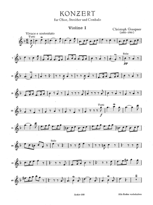 Book cover for Konzert fur Oboe, Streicher und Basso continuo for Oboe, Streicher und Basso continuo F major