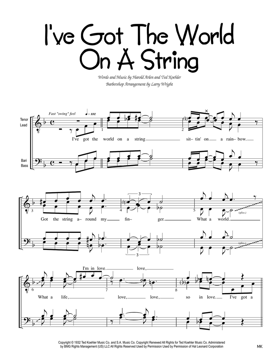I've Got The World On A String TTBB scores gallery preview page 1