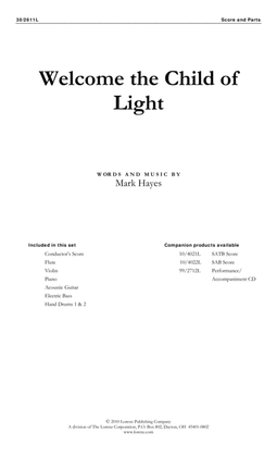 Book cover for Welcome the Child of Light - Instrumental Ensemble Score and Parts