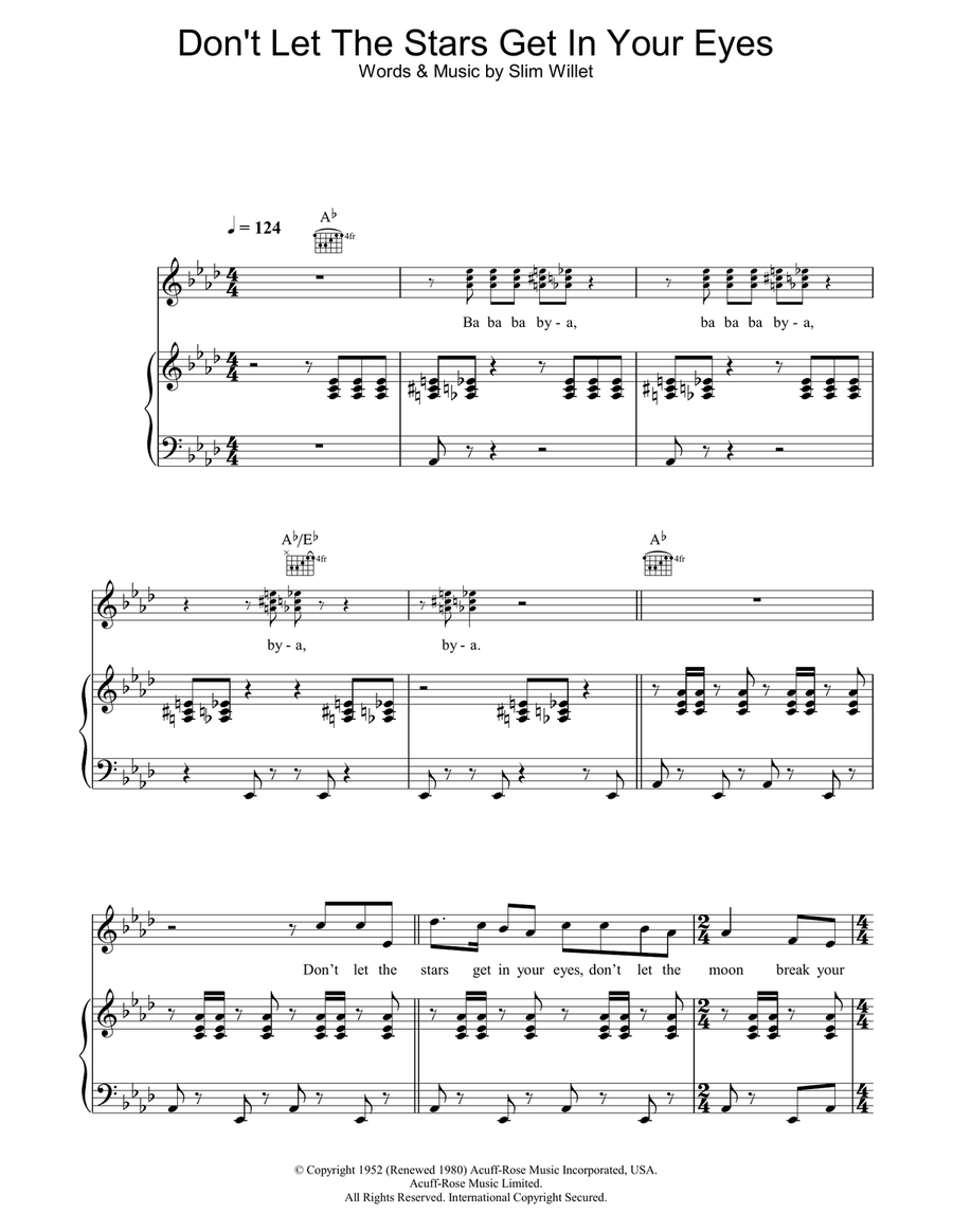 Don't Let The Stars Get In Your Eyes Piano, Vocal, Guitar scores gallery preview page 1