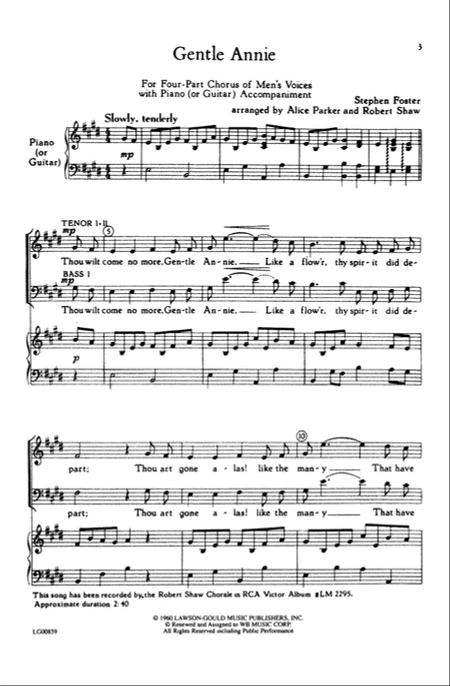 Gentle Annie Men's Choir scores gallery preview page 8