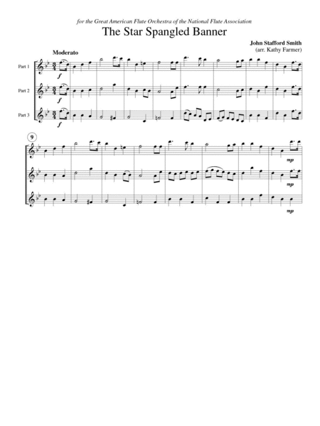 The Star Spangled Banner for Flute Trio or Choir