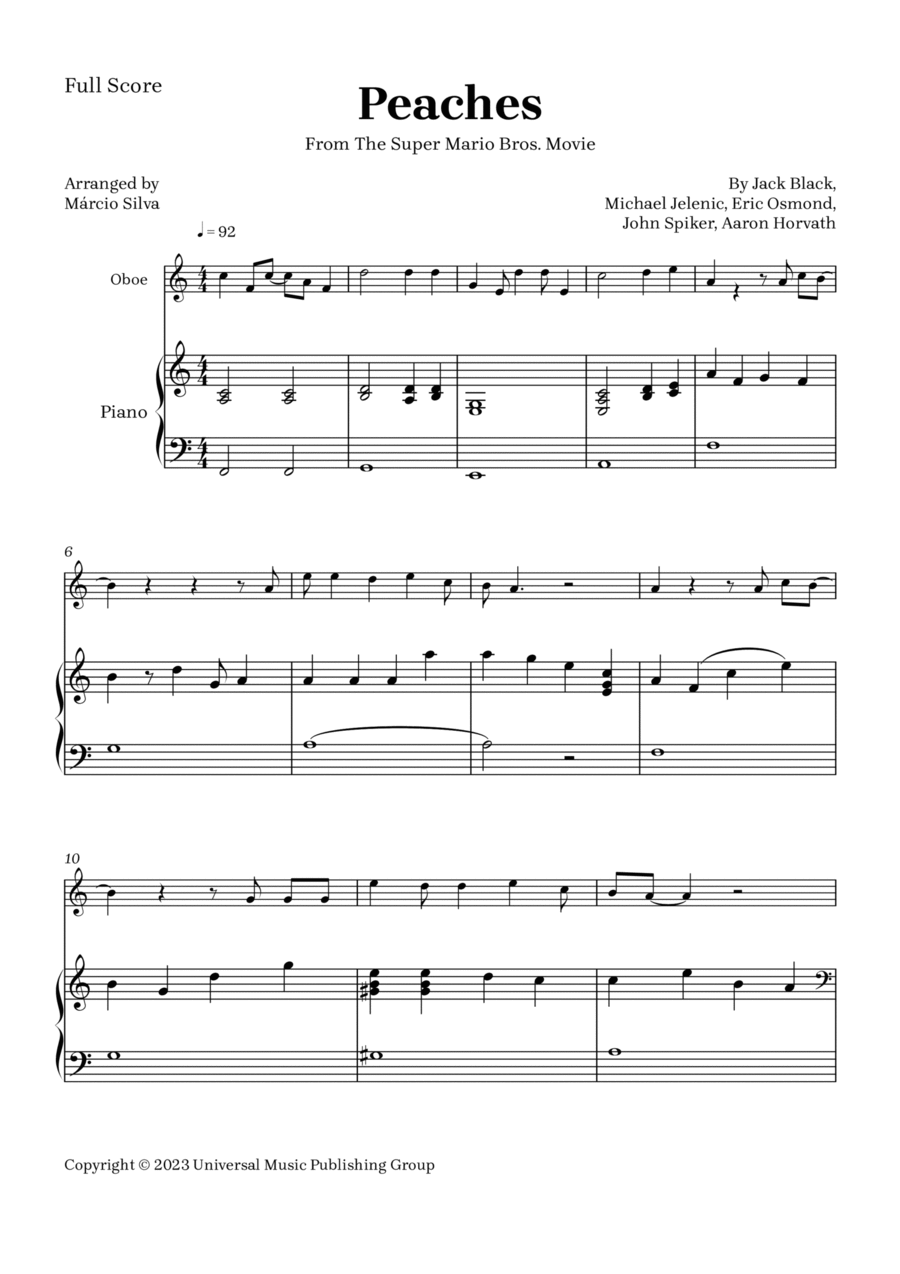 Peaches Piano scores gallery preview page 1