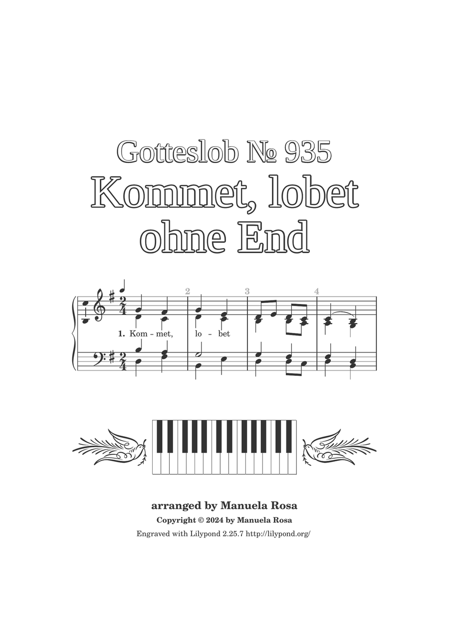 Kommet, lobet ohne End (Gotteslob 935) Piano Method scores gallery preview page 2