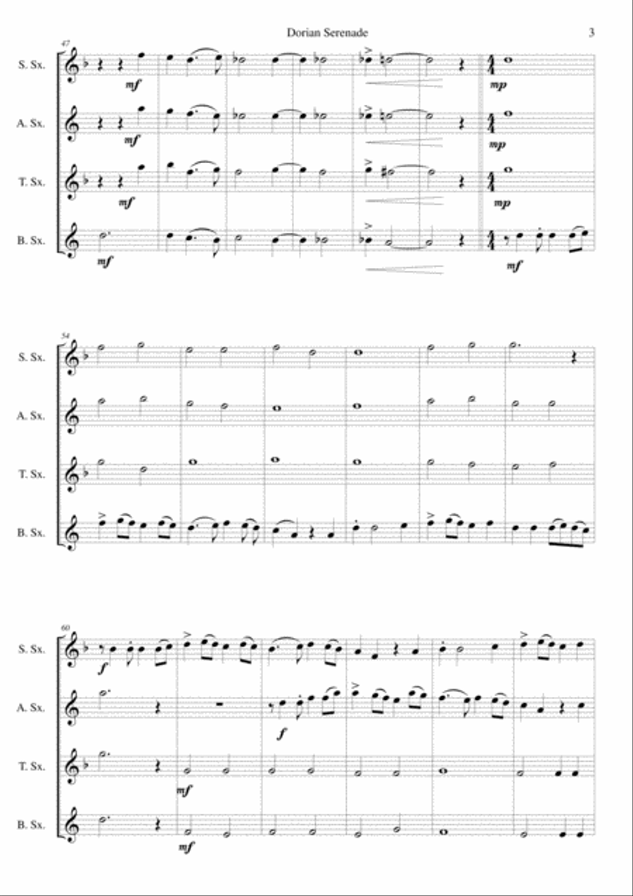 Dorian Serenade (The Lord is my Shepherd) for saxophone quartet Saxophone Quartet scores gallery preview page 3