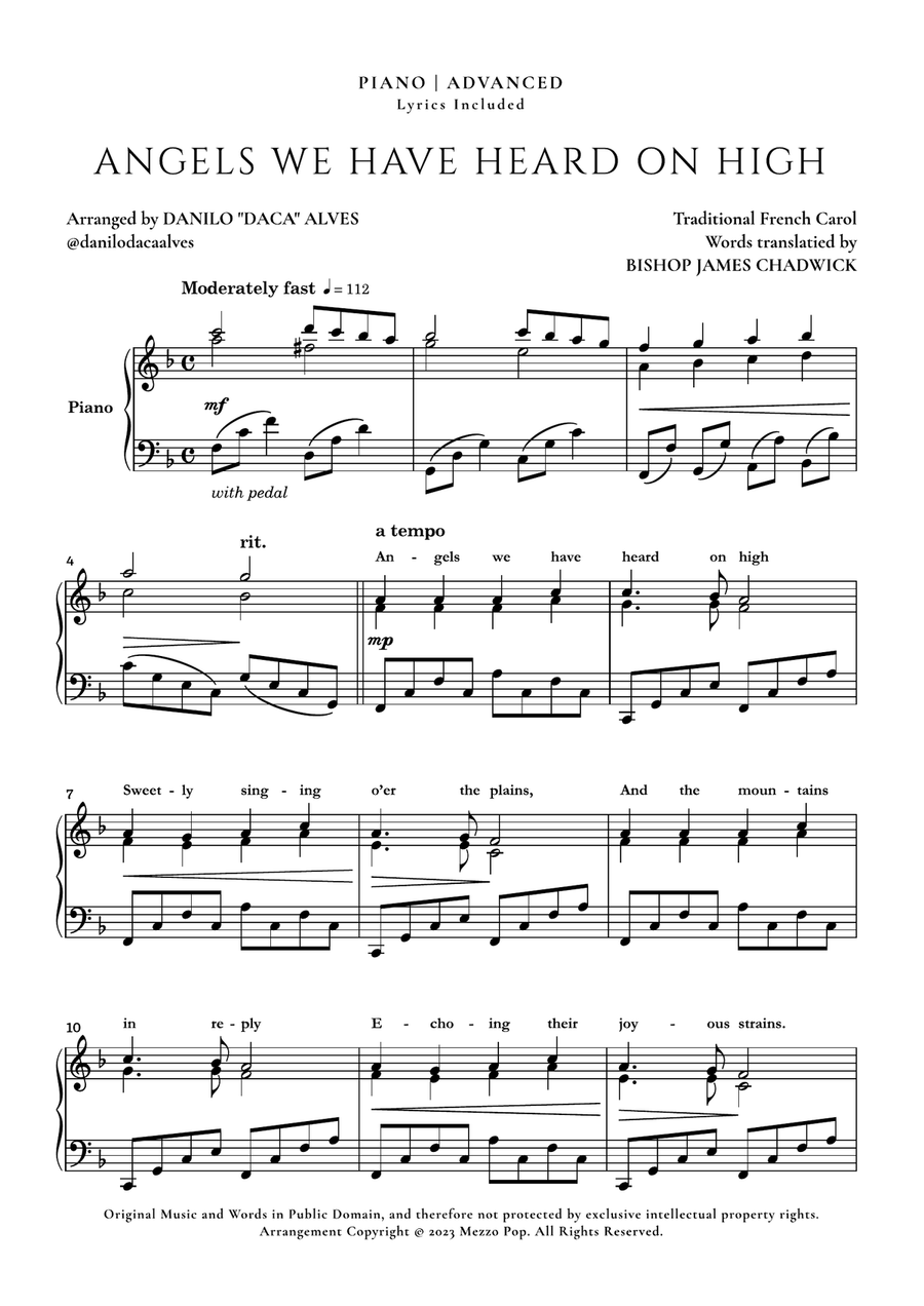 Angels We Have Heard On High Piano Solo scores gallery preview page 1
