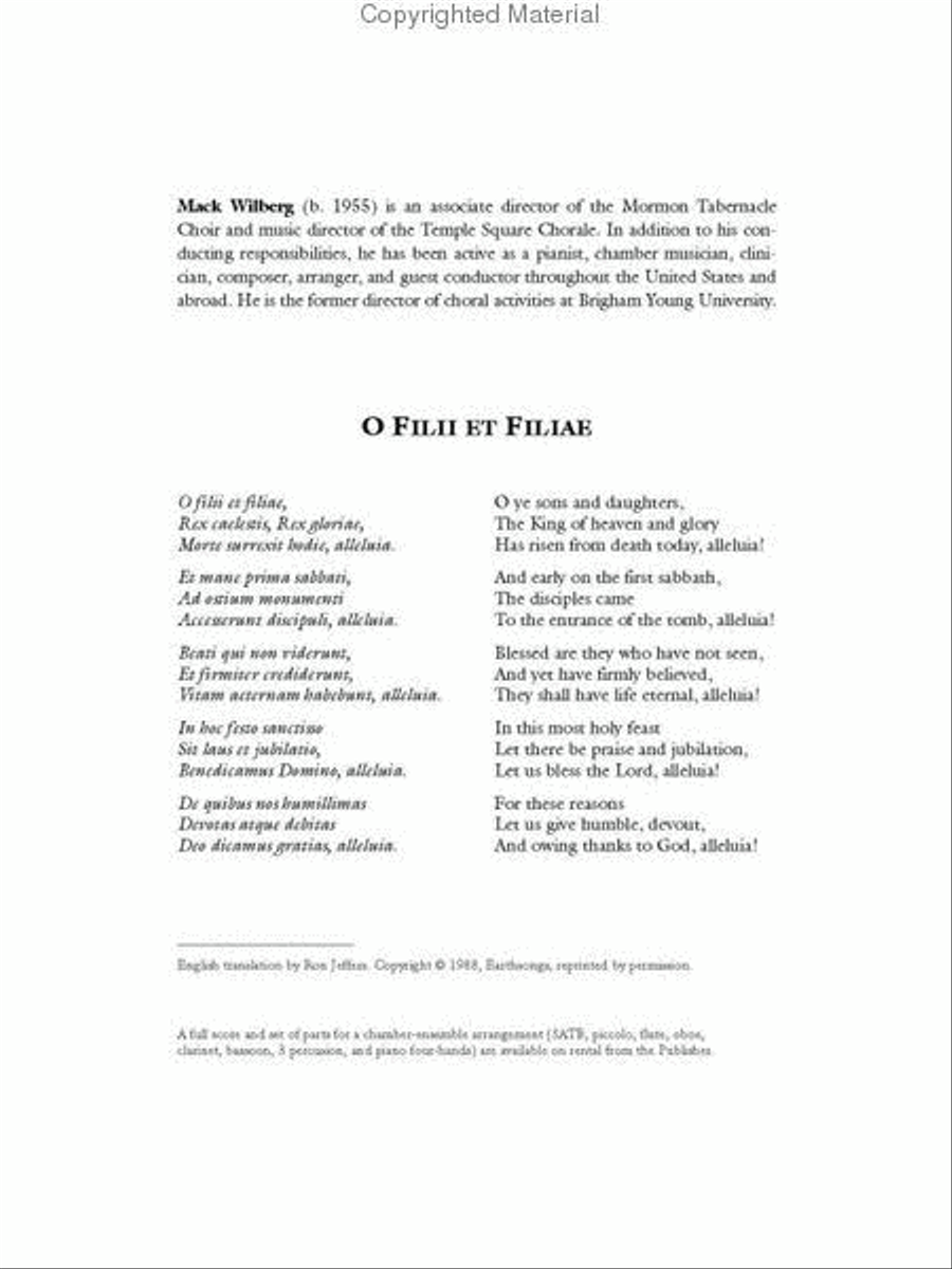 O Filii Et Filiae (O Sons and Daughterse 4-Part scores gallery preview page 2