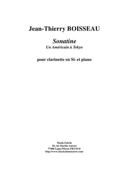 Jean-Thierry Boisseau: Sonatine "Un Américain à Tokyo" forBb clarinet and piano