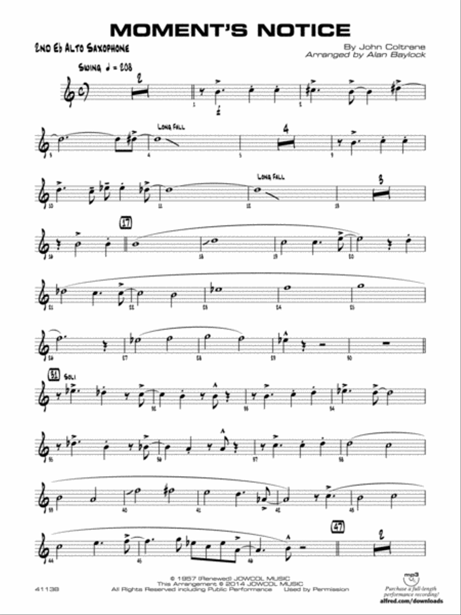 Moment's Notice: 2nd E-flat Alto Saxophone Jazz Ensemble scores gallery preview page 1