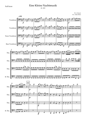 Eine kleine Nachtmusik (W.A. Mozart) for Trombone Quartet (Simplified)