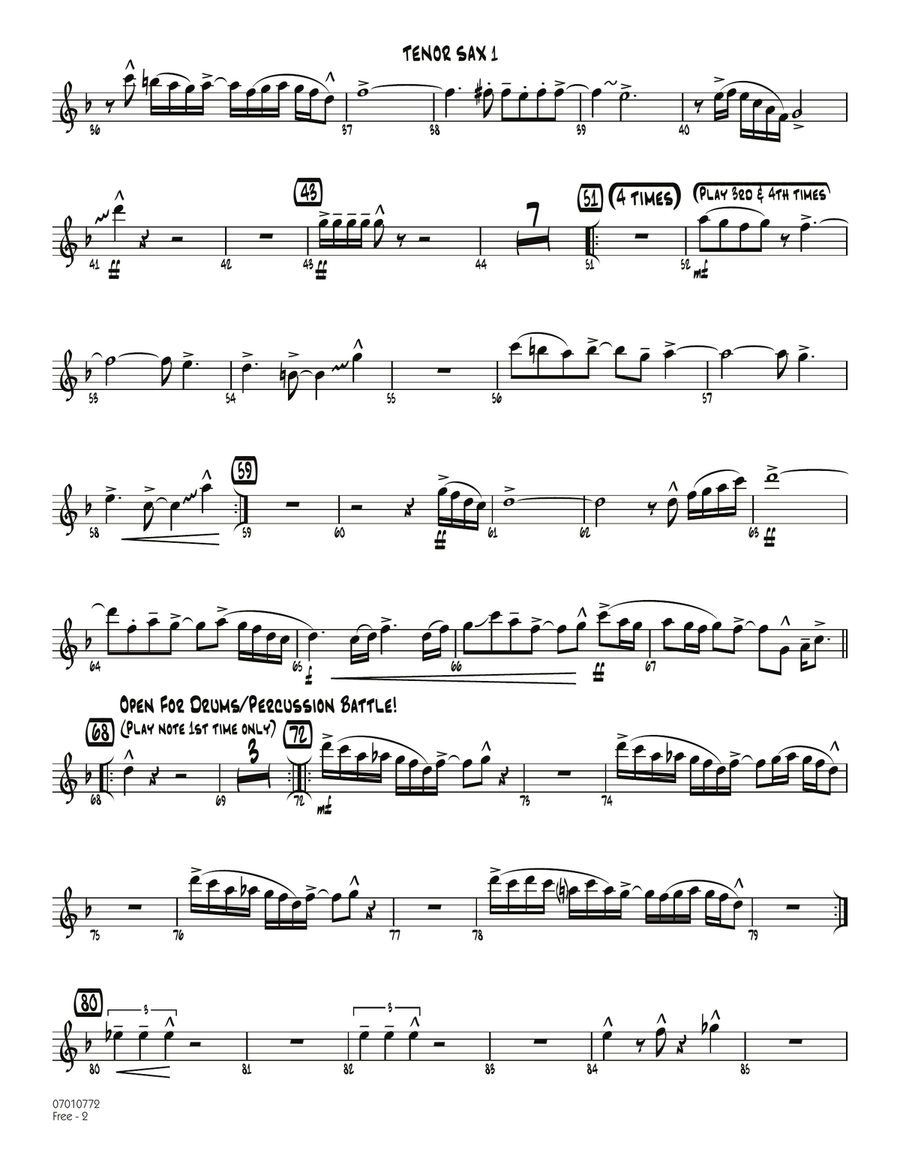 Free - Tenor Sax 1 Jazz Ensemble scores gallery preview page 2