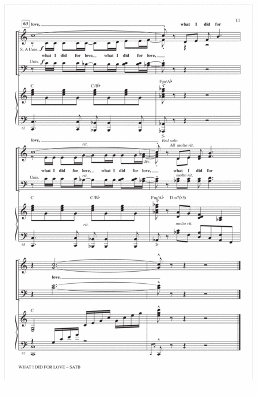 What I Did For Love (from A Chorus Line) (arr. Audrey Snyder) 4-Part scores gallery preview page 10