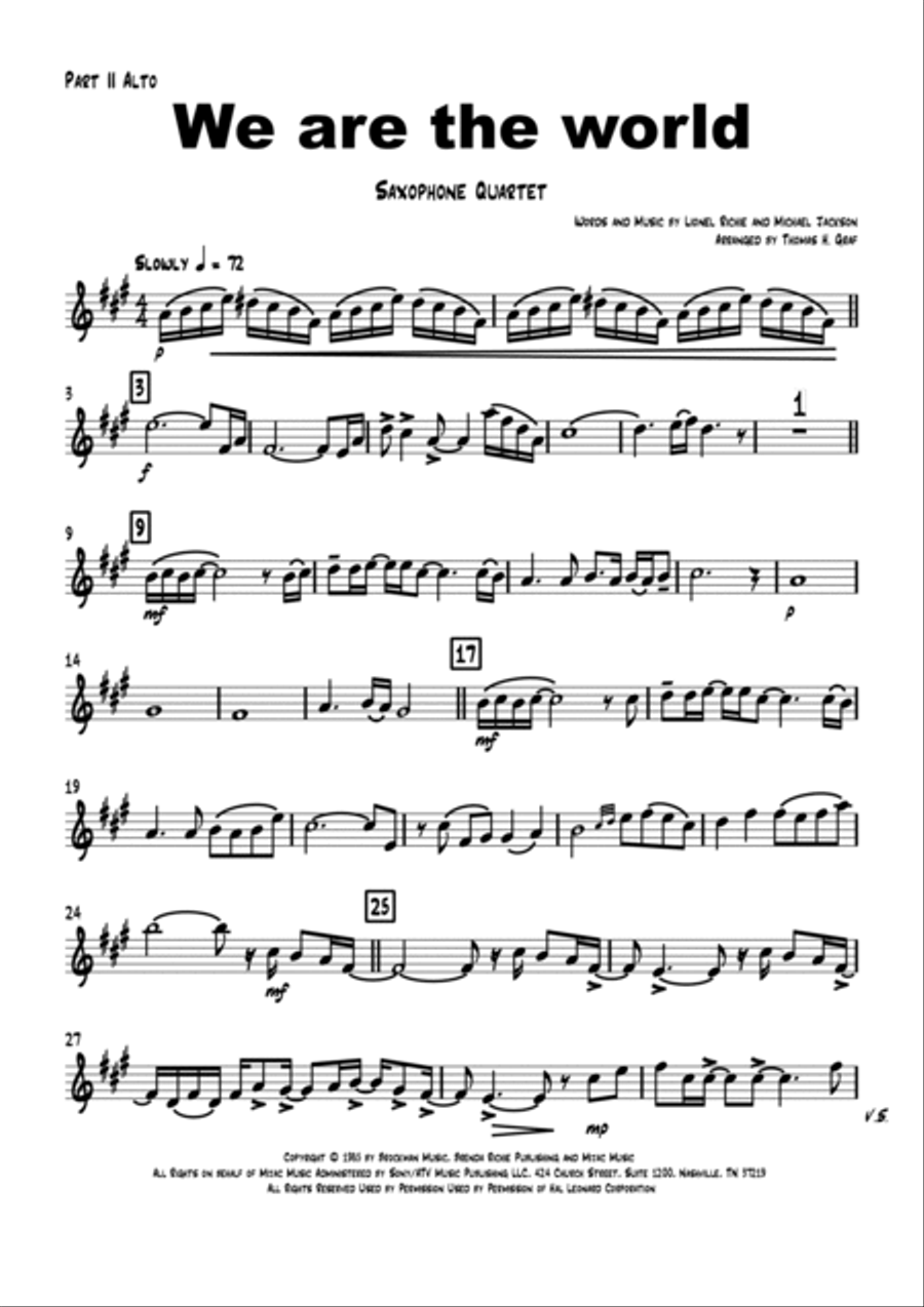 We Are The World Woodwind Quartet scores gallery preview page 6