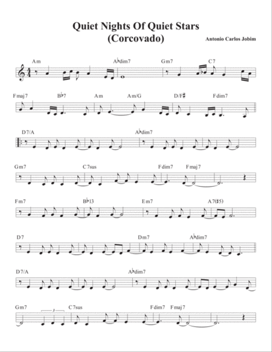 Quiet Nights Of Quiet Stars (Corcovado) Piano, Vocal, Guitar scores gallery preview page 1