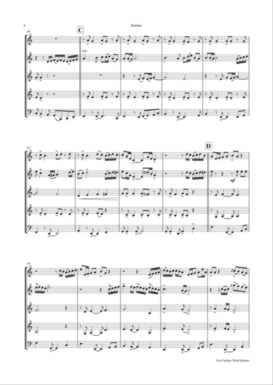 Fest Fanfare (Wind Quintet) Woodwind Quintet scores gallery preview page 4