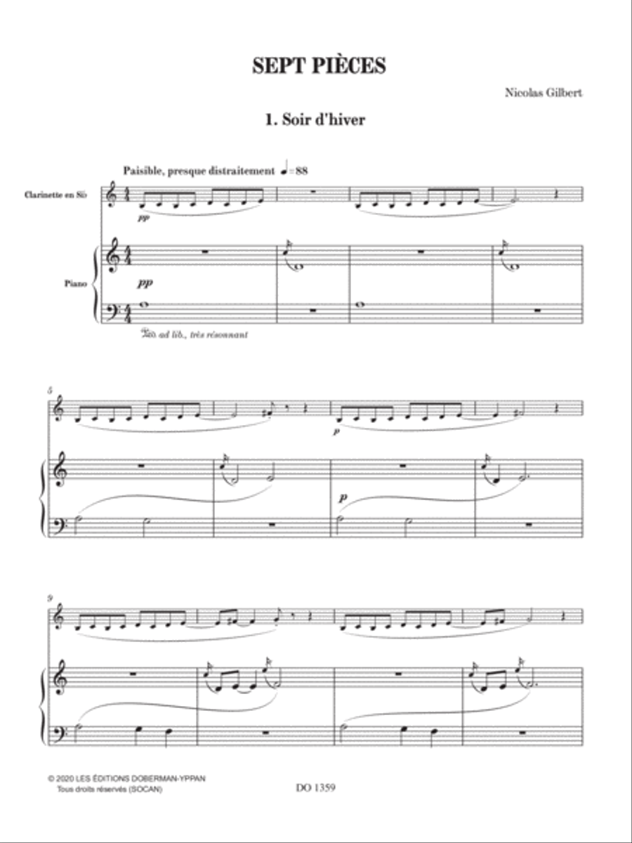Sept pièces Clarinet Solo scores gallery preview page 4