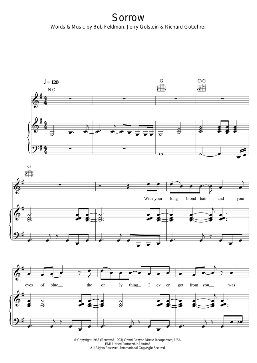 Sorrow Acoustic Guitar scores gallery preview page 1
