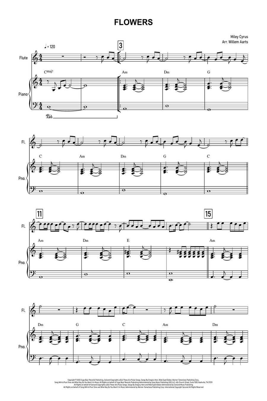 Flowers Flute Solo scores gallery preview page 1