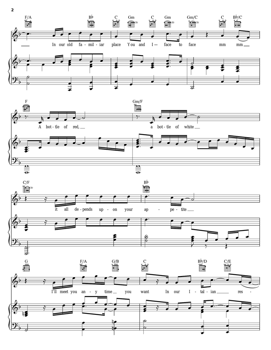 Scenes From An Italian Restaurant Piano, Vocal, Guitar scores gallery preview page 2