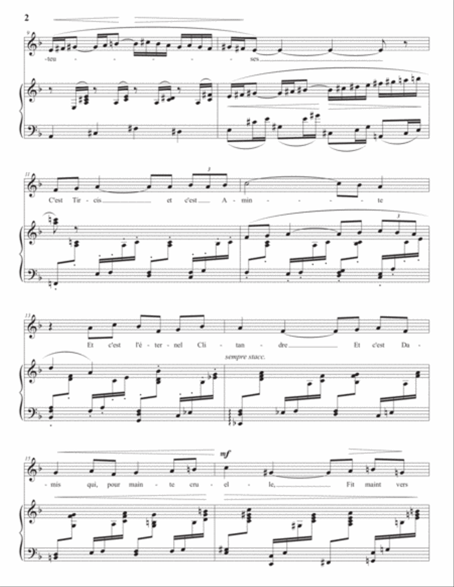 FAURÉ: Mandoline, Op. 58 no. 1 (transposed to F major) Voice scores gallery preview page 3