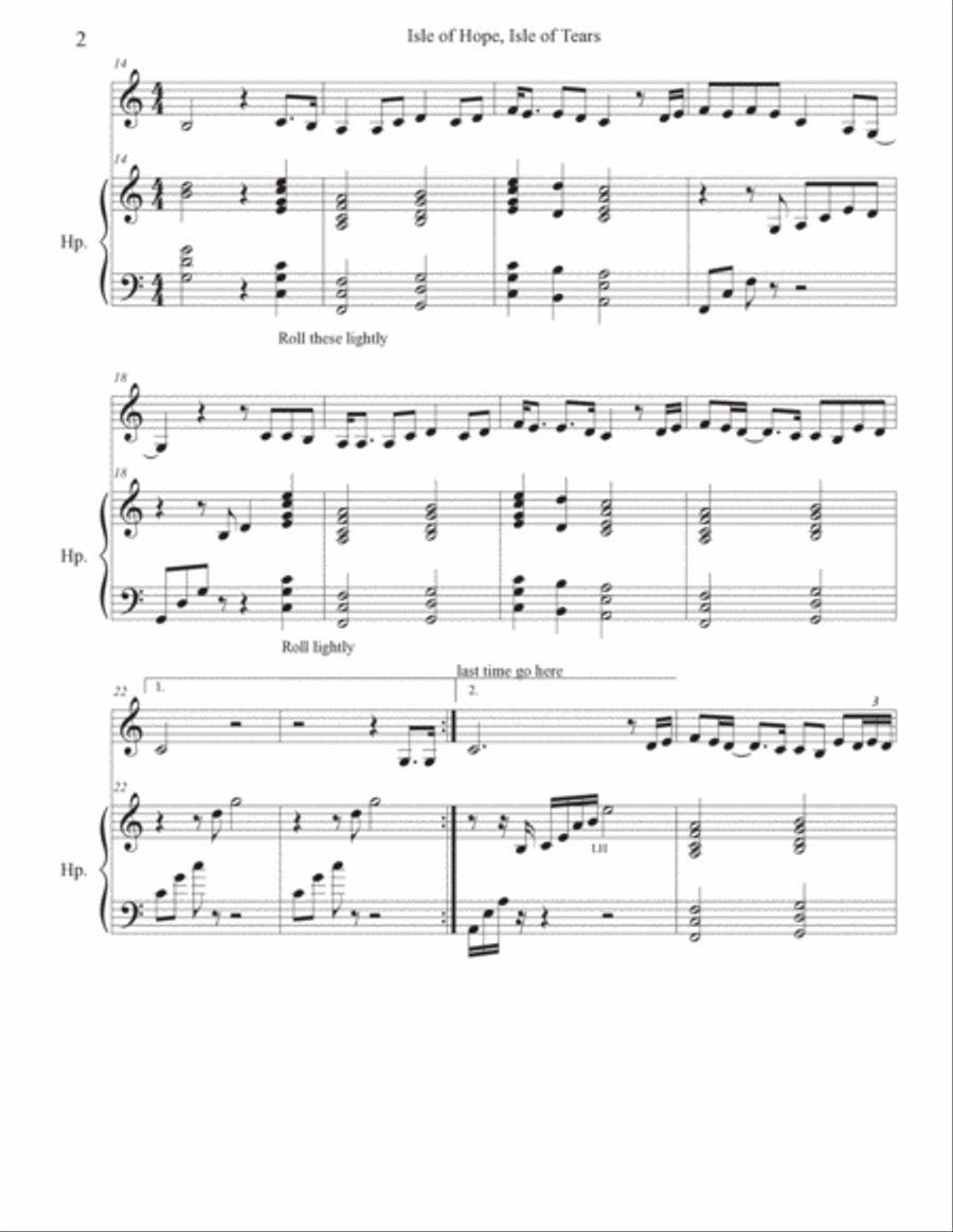 Isle Of Hope, Isle Of Tears Celtic Harp scores gallery preview page 2