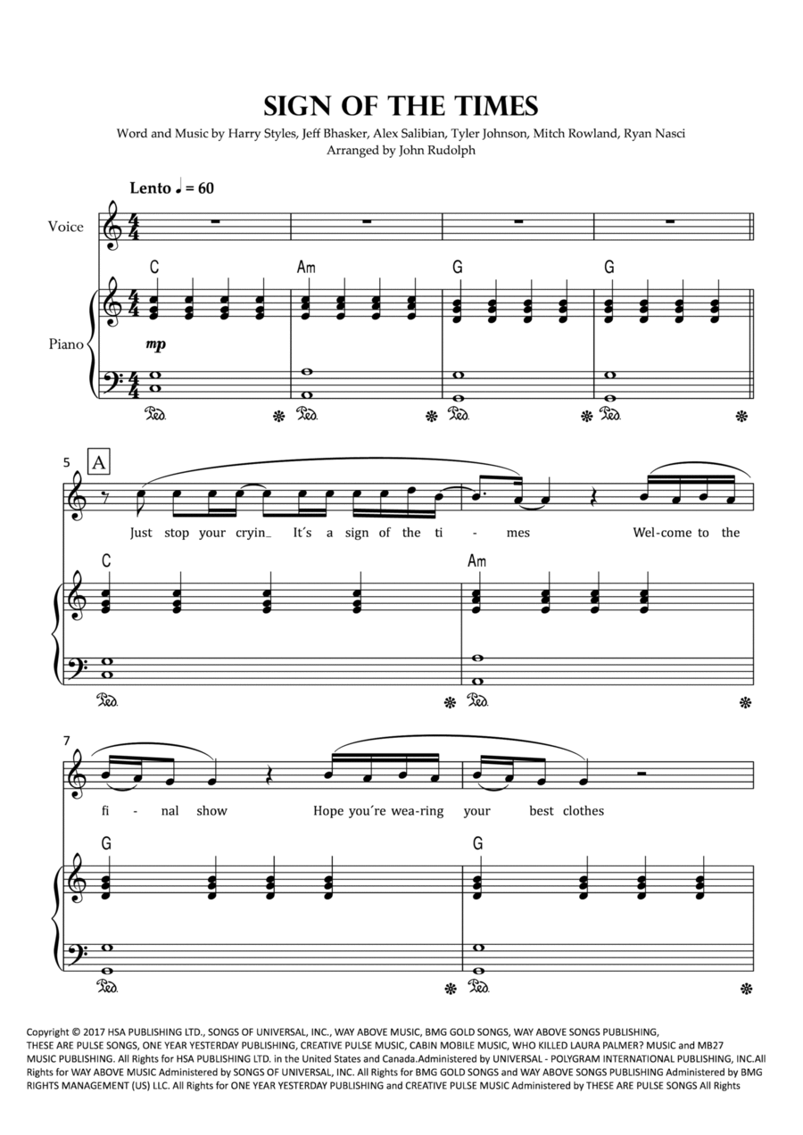 Sign Of The Times Sign Of The Times Voice scores gallery preview page 1