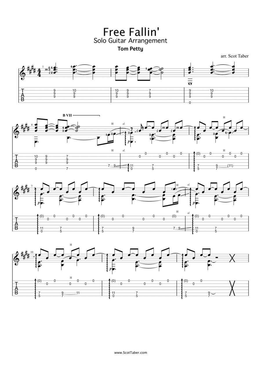 Free Fallin' Guitar Tablature scores gallery preview page 1