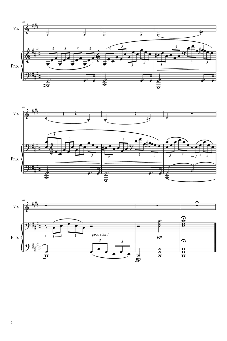 Beethoven - Piano Sonata No.14, Op.27 No.2 - Mov 1 - Moonlight Sonata (Violin & Piano Duet) Original Violin Solo scores gallery preview page 6