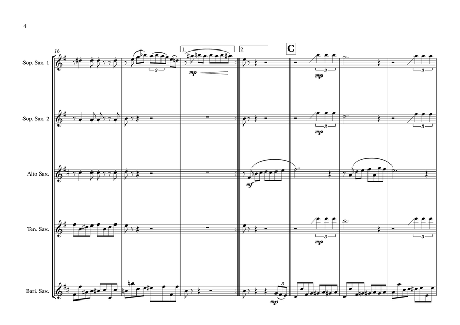 Für Elise Boogey Woogie for Saxophone Quintet Saxophone Quintet scores gallery preview page 4