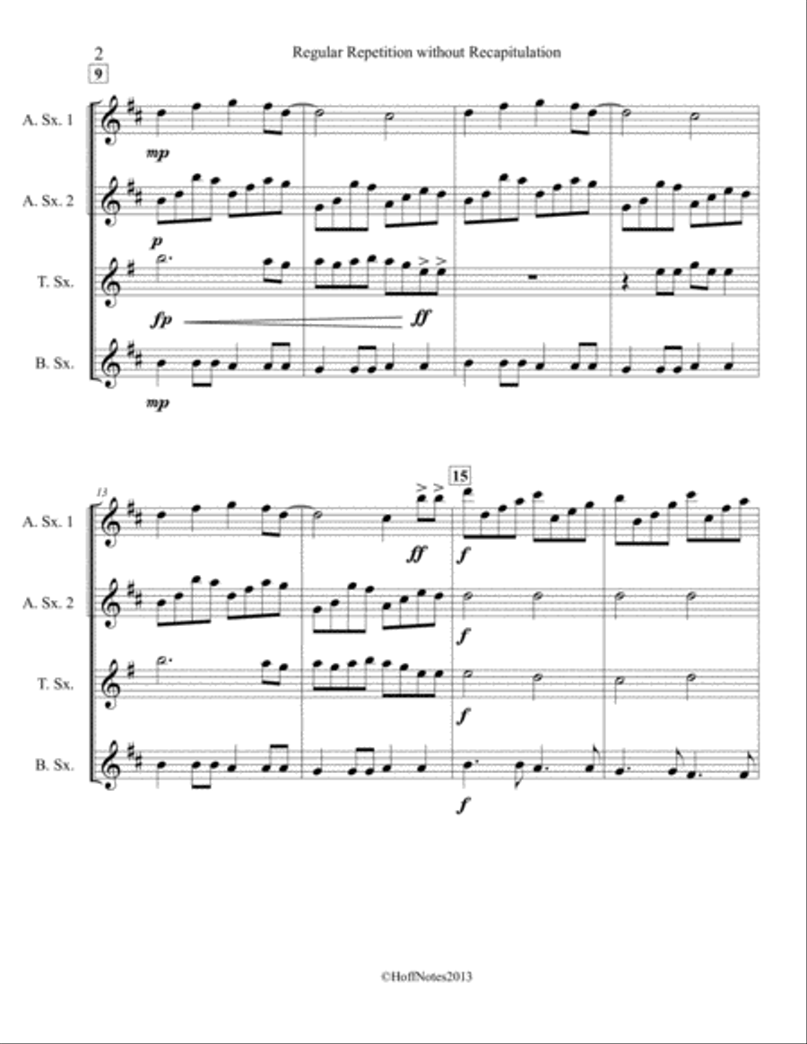 Regular Repetition without Recapitulation Woodwind Quartet scores gallery preview page 2
