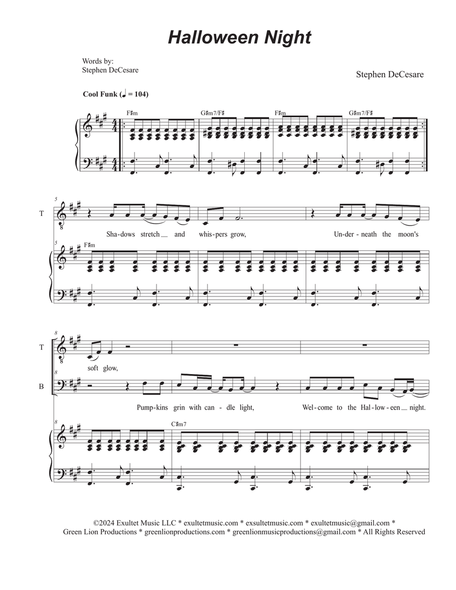 Halloween Night (Duet for Tenor and Bass solo) Tenor Voice scores gallery preview page 1