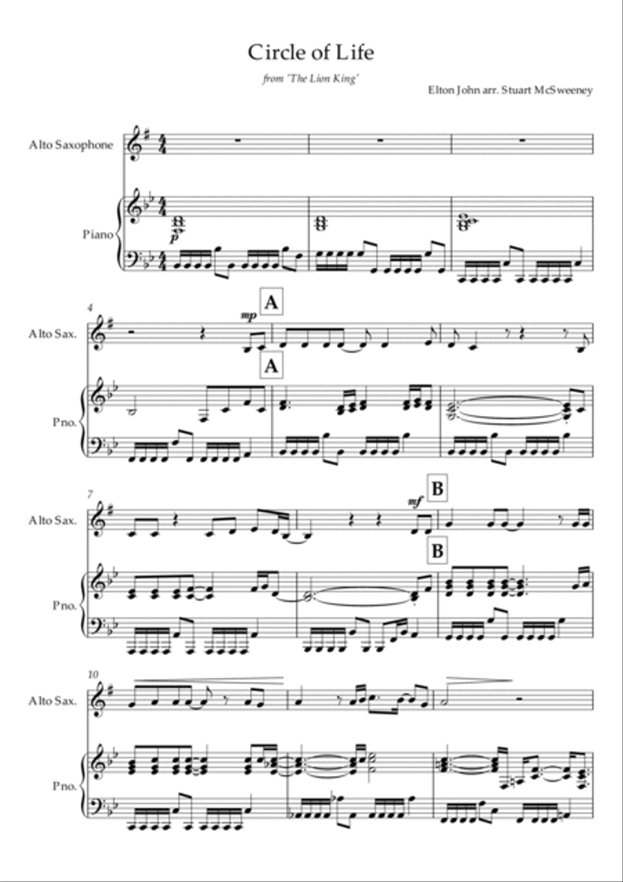 Circle Of Life Alto Saxophone scores gallery preview page 2