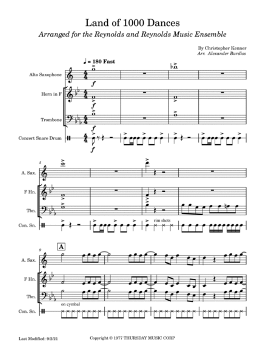 Land Of A Thousand Dances Small Ensemble scores gallery preview page 2
