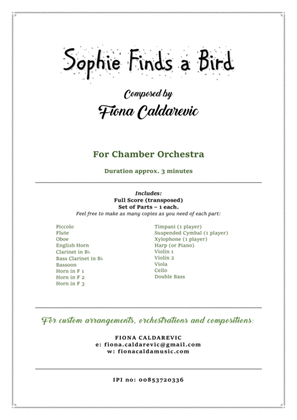 Sophie Finds a Bird - for chamber orchestra