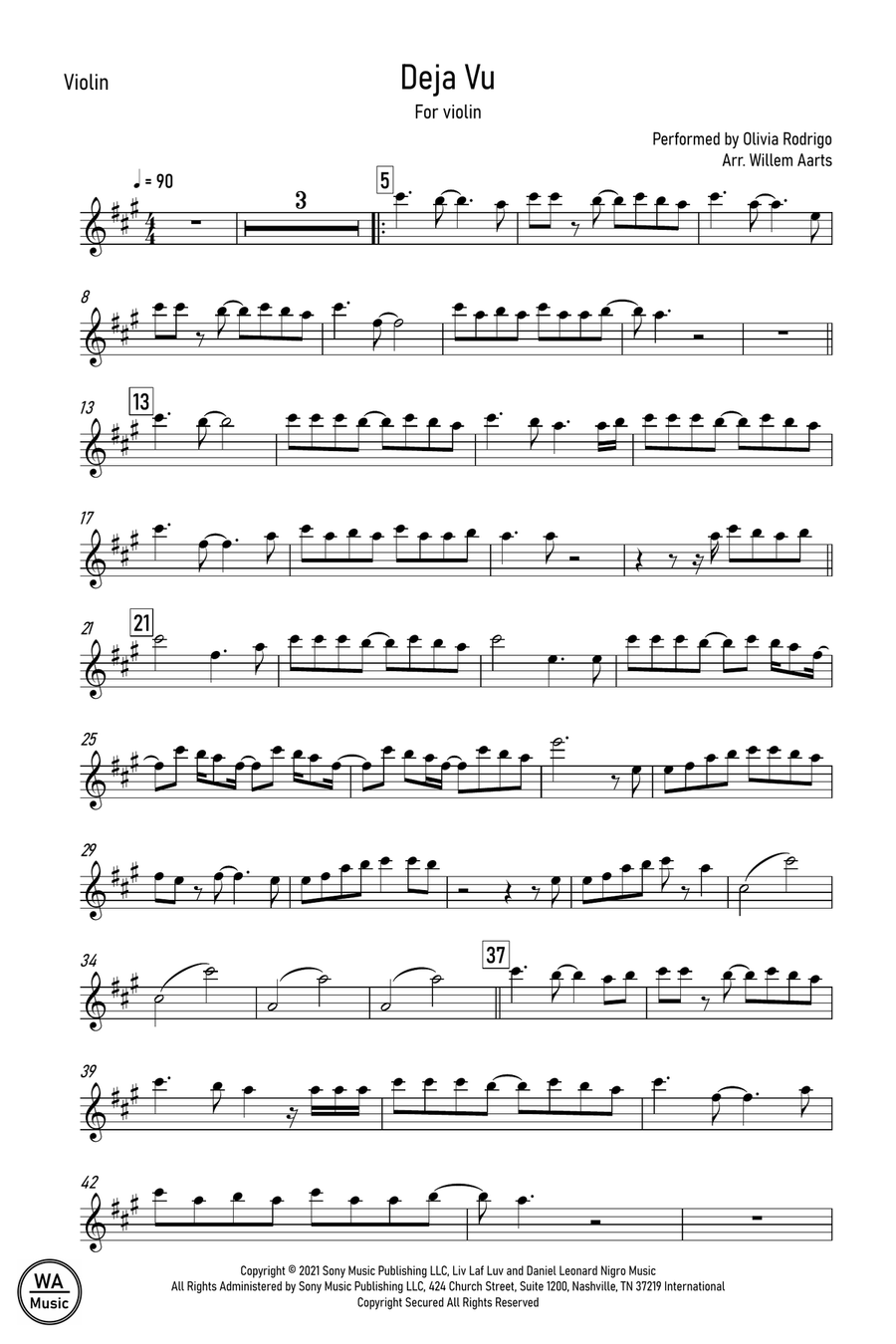 Deja Vu Violin Solo scores gallery preview page 1