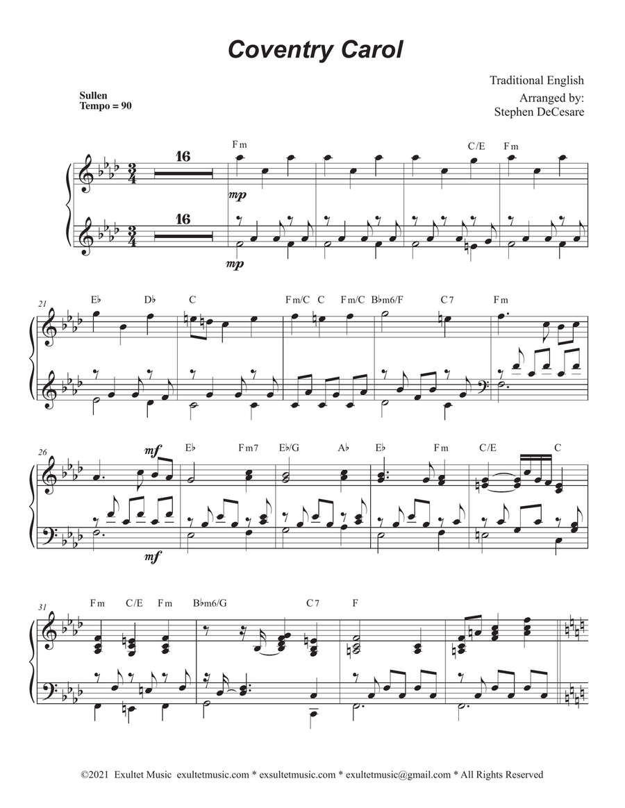 Coventry Carol (Duet for Soprano and Alto Saxophone) Woodwind Duet scores gallery preview page 6