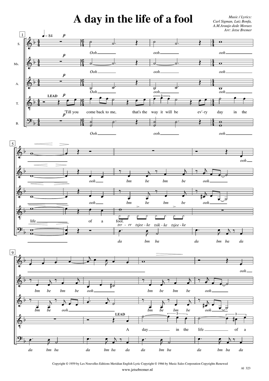 A Day In The Life Of A Fool (manha De Carnaval) Choir scores gallery preview page 1