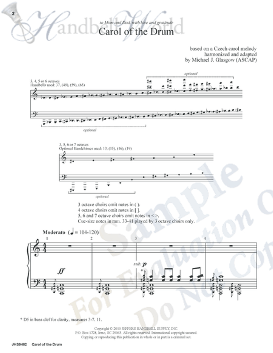 Carol of the Drum 5-Octaves scores gallery preview page 2