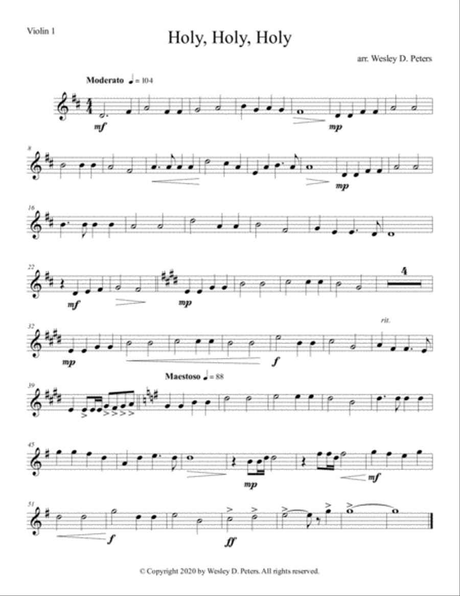 Holy, Holy, Holy (String Quartet) String Quartet scores gallery preview page 1