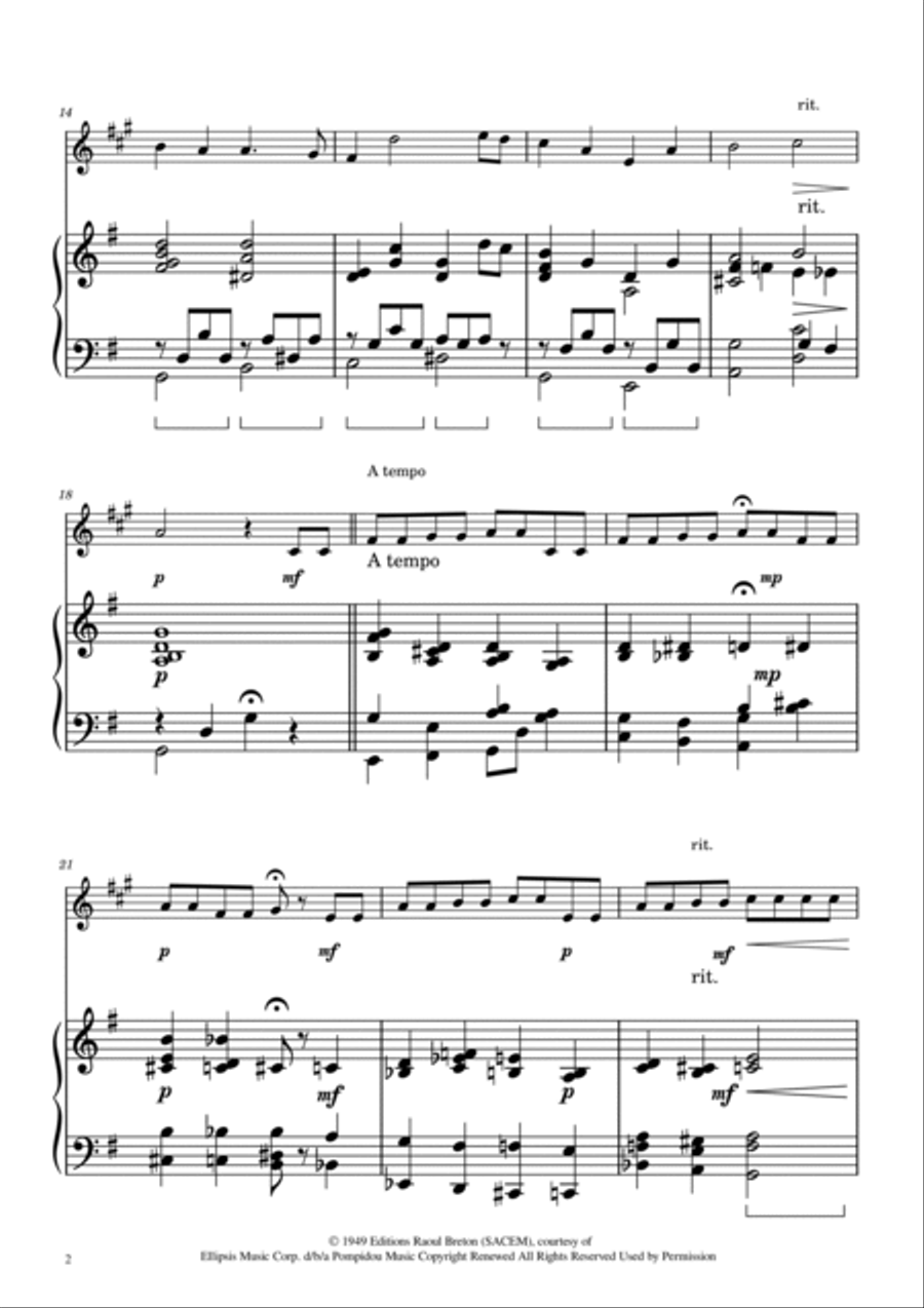 Hymne A L'amour B-Flat Clarinet scores gallery preview page 2